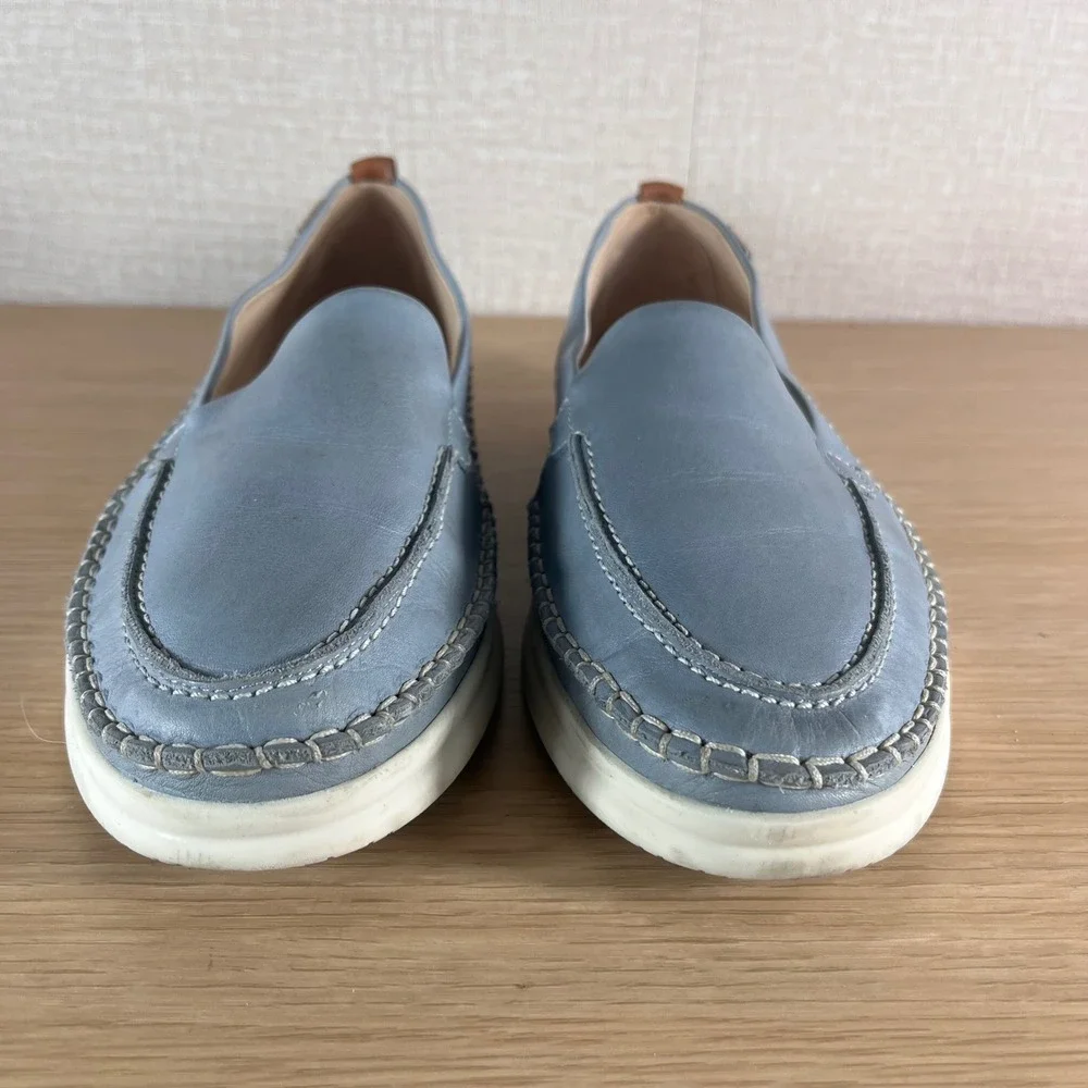 Pikolinos Mens Leather Loafers Blue Hand Stitched Spanish Comfort Shoes EU 41